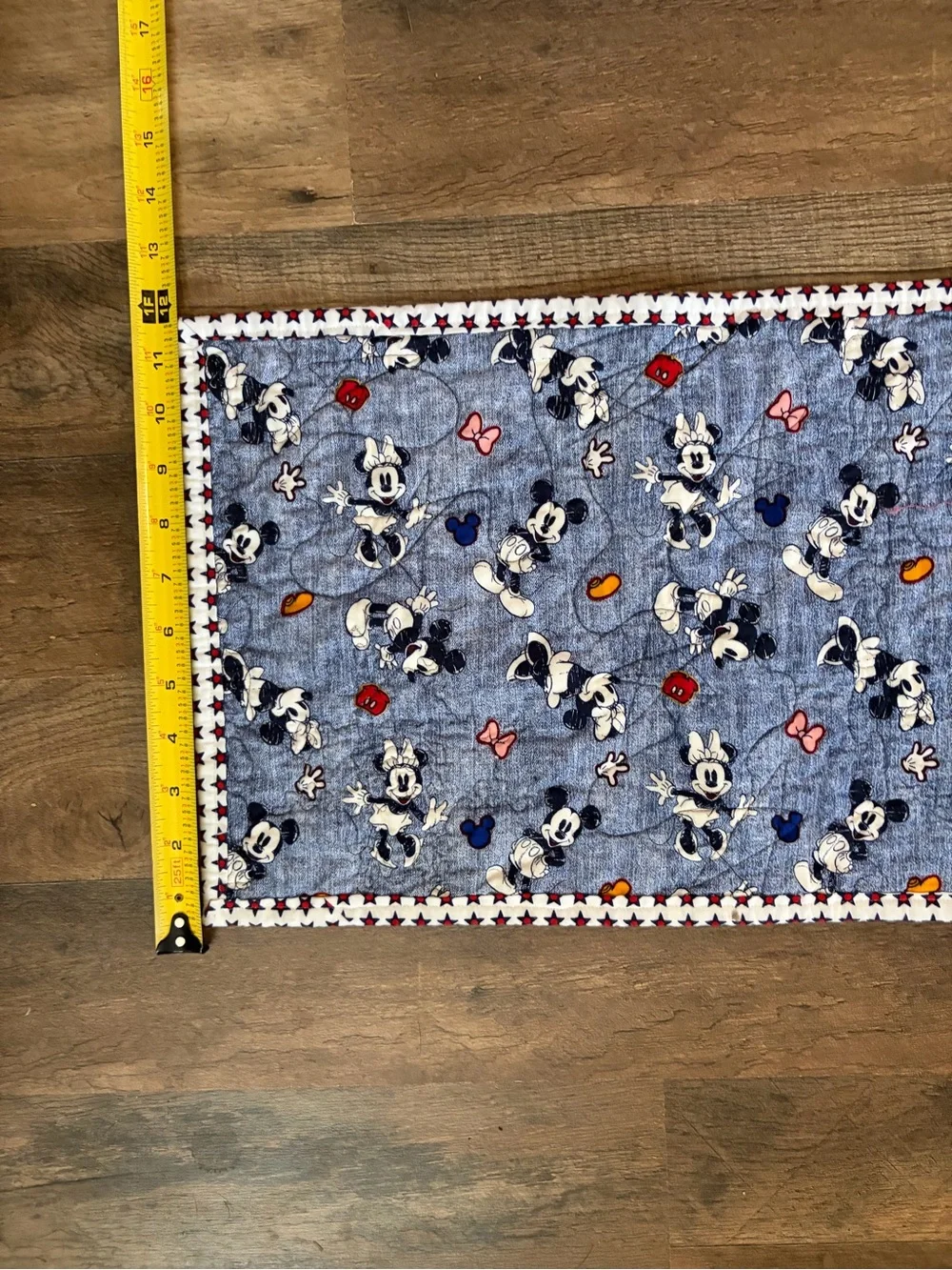 Patriotic Mickey Mouse Quilted Table Runner  - Red, White & Blue
